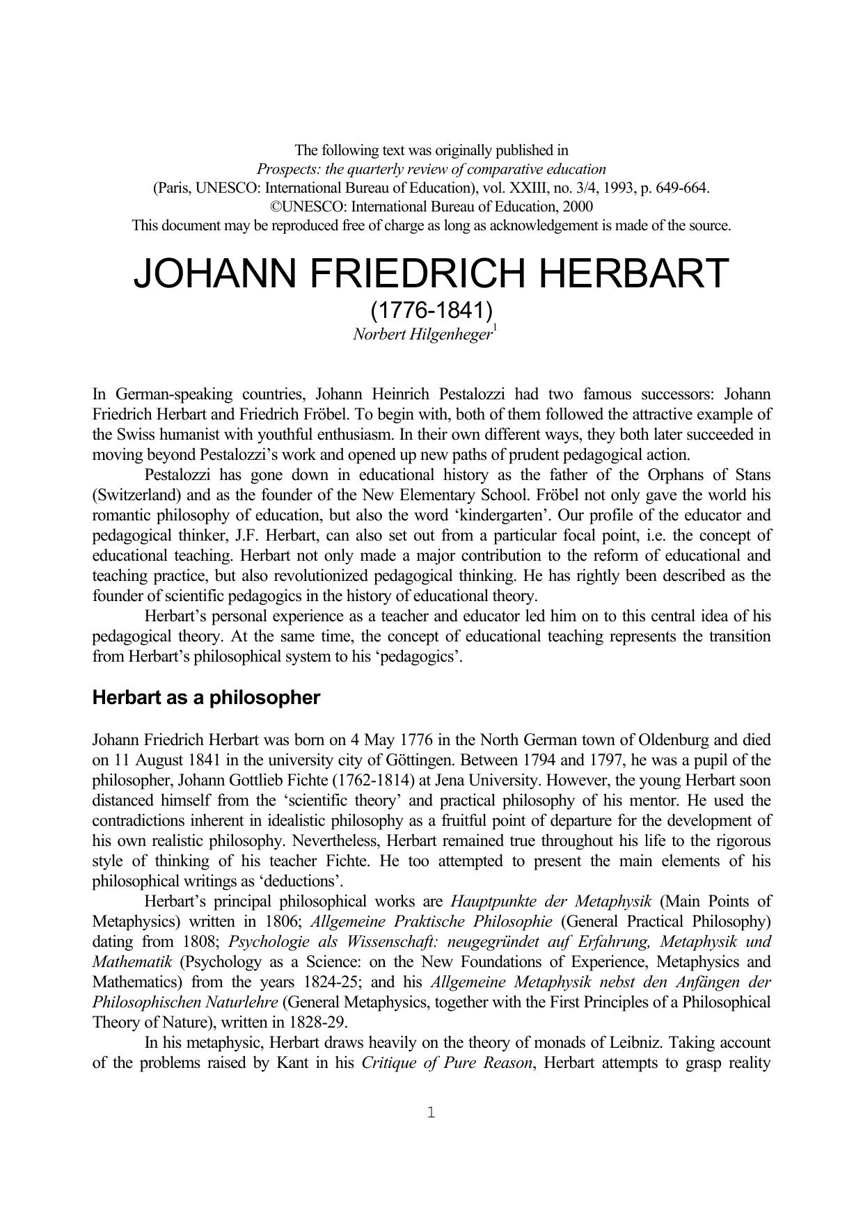 Norbert Hilgenheger1993 Johann Friedrich Herbart